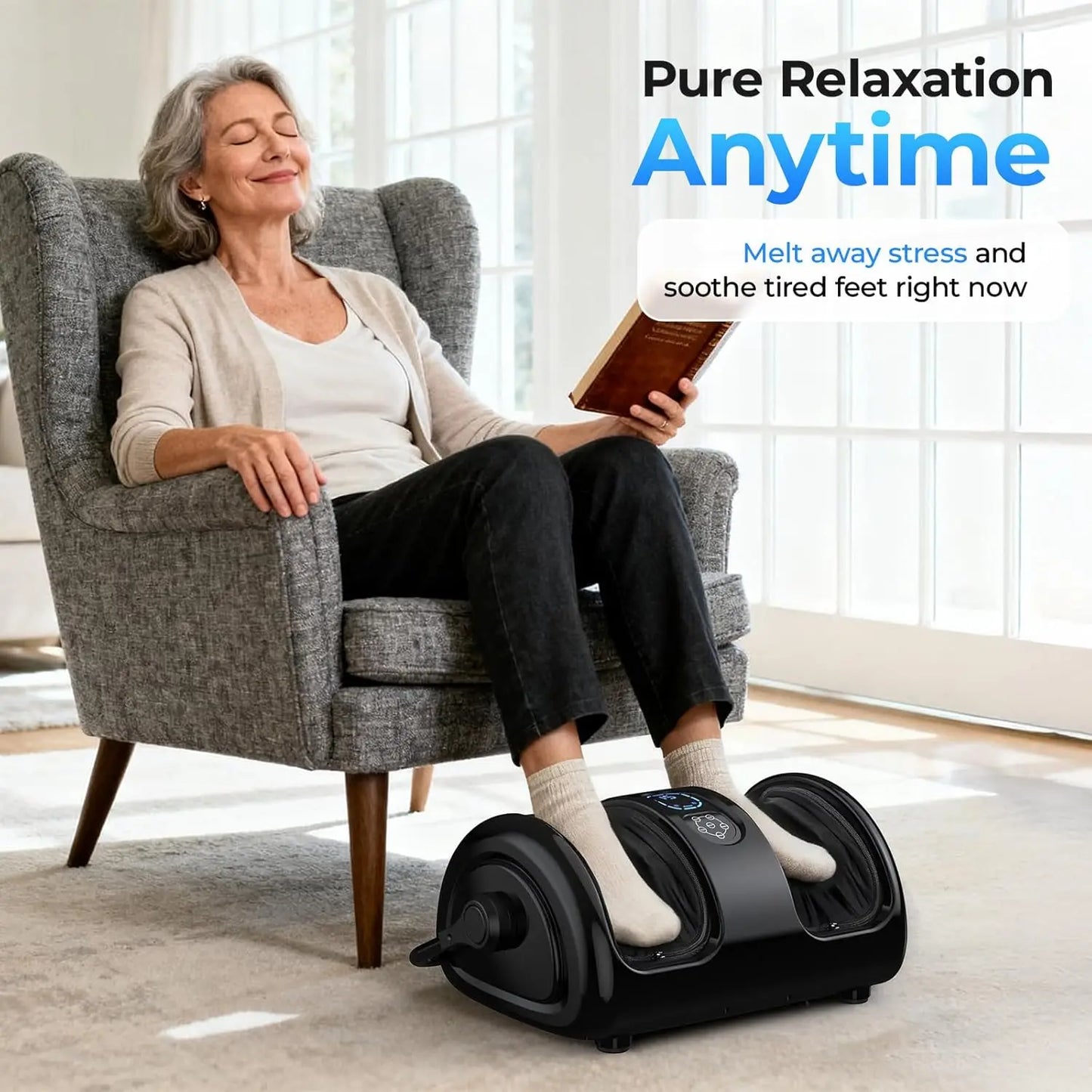 Foot And Calf Massager With Heat Shiatsu Airbag Waterproof