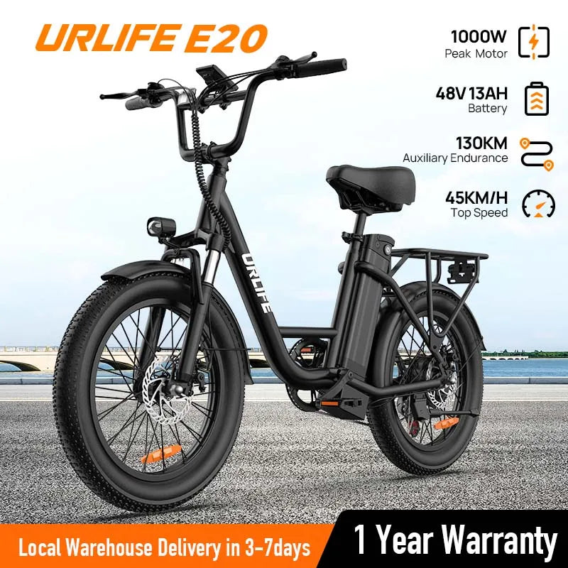 URLIFE E20 1000W Electric Fat Bike With Removable 48V Battery