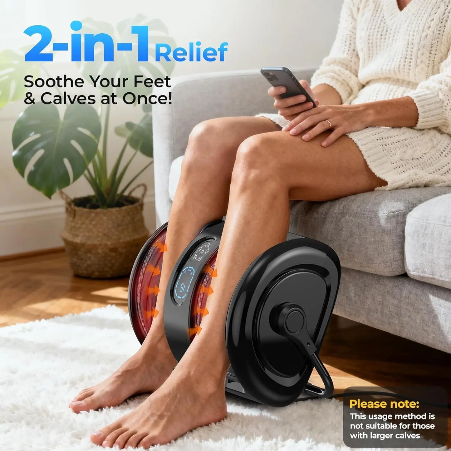 Foot And Calf Massager With Heat Shiatsu Airbag Waterproof