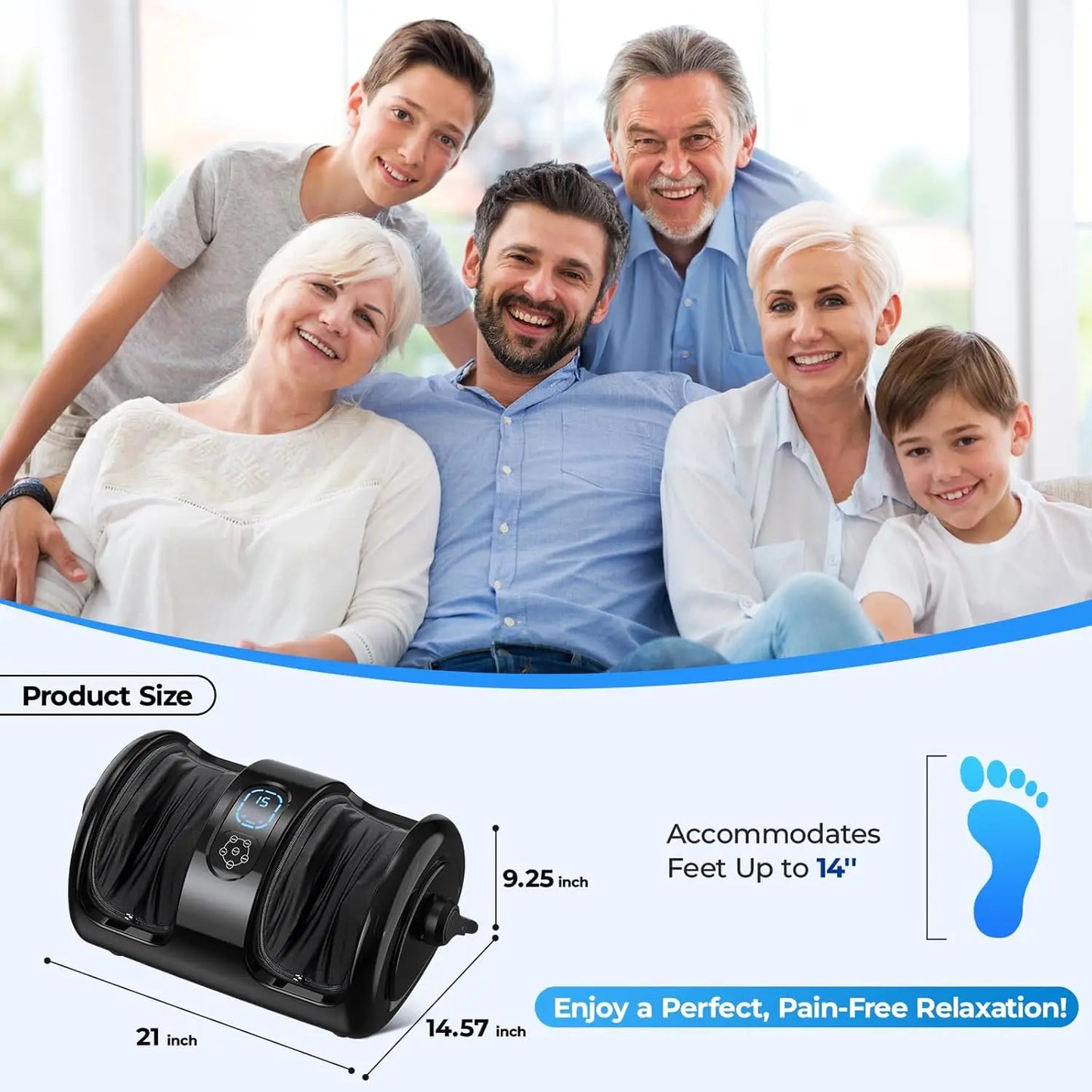 Foot And Calf Massager With Heat Shiatsu Airbag Waterproof