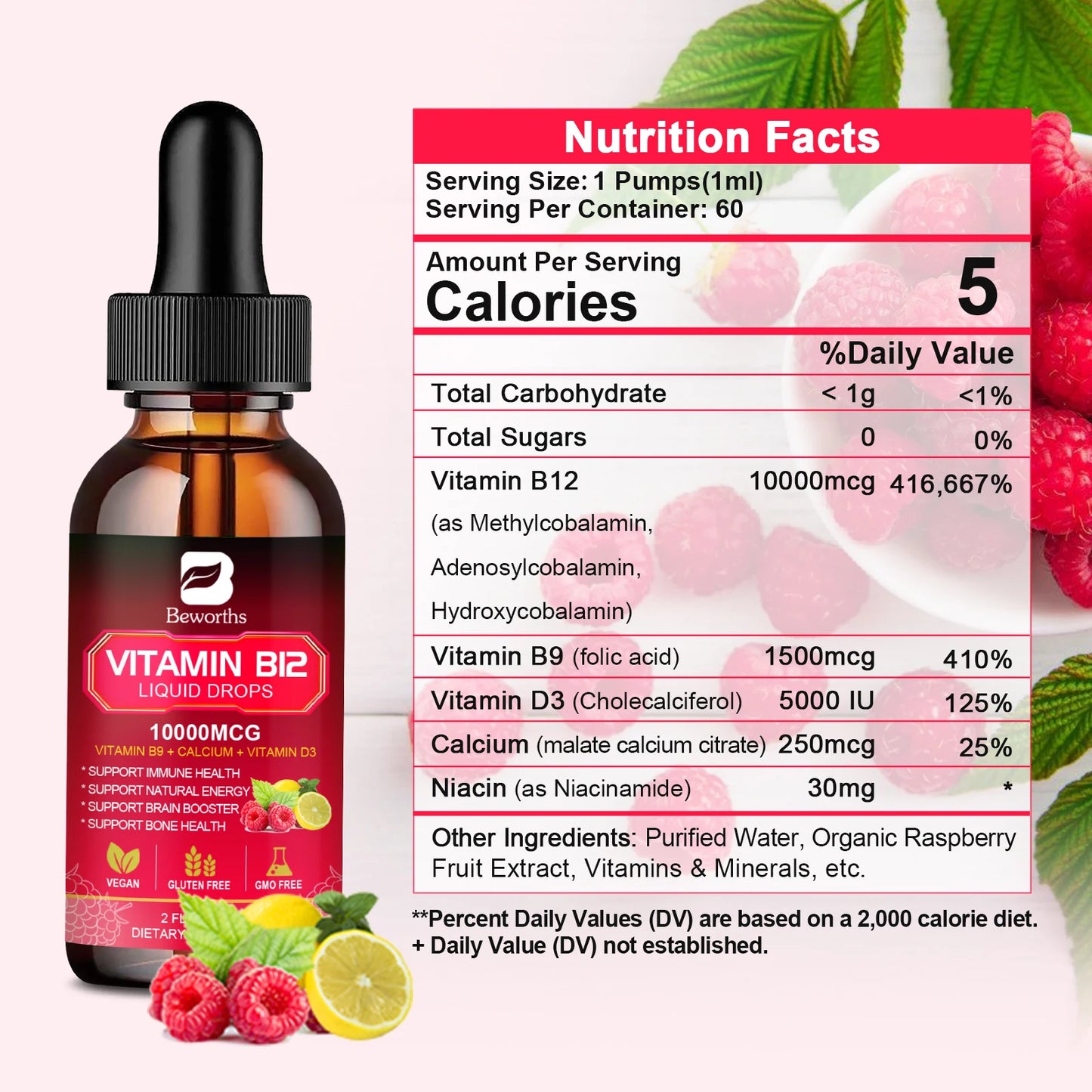 Beworths Vitamin B12 Drops for Energy Immune and Digestion