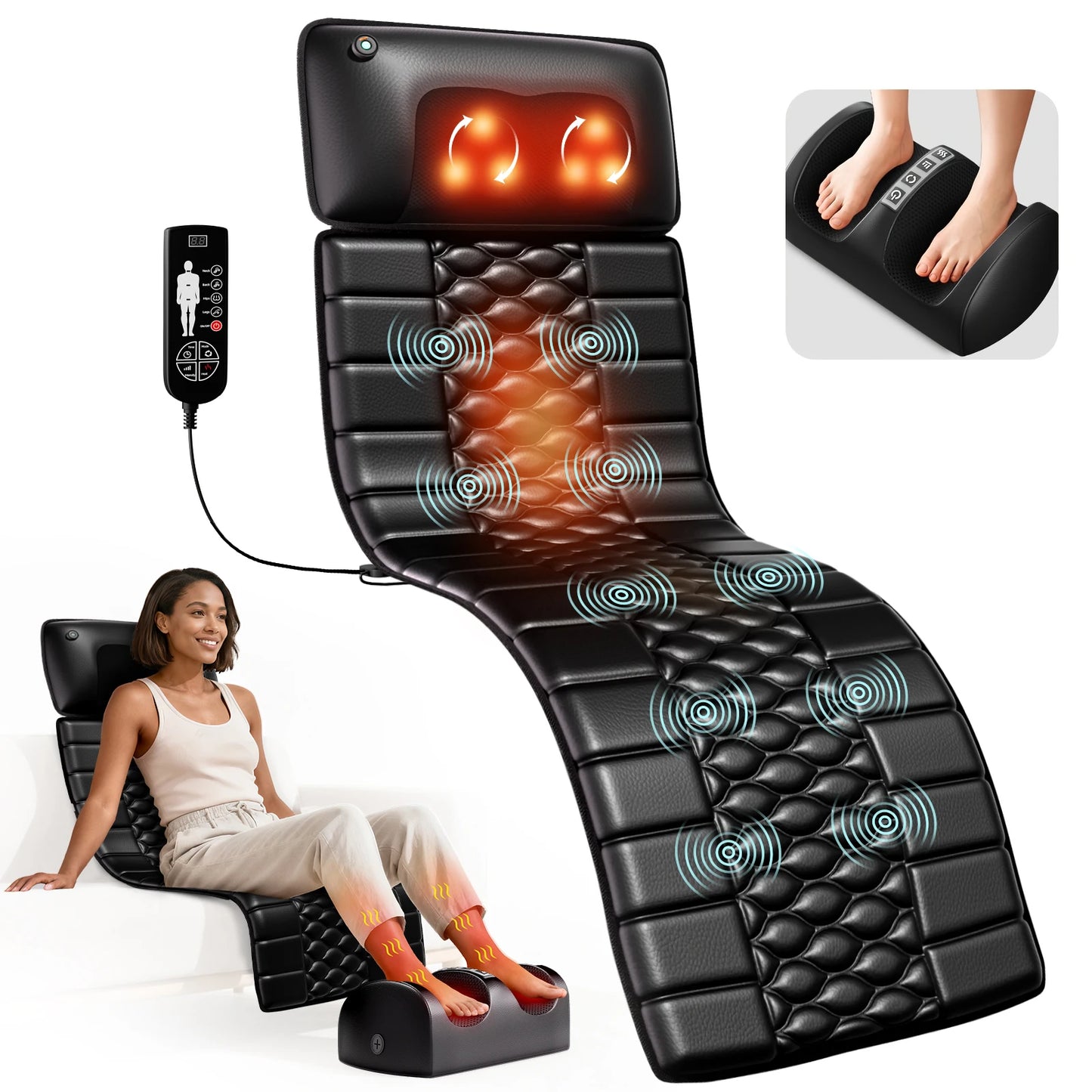 HOMEMASSA Shiatsu Full Body Massage Mat With Heat Vibration