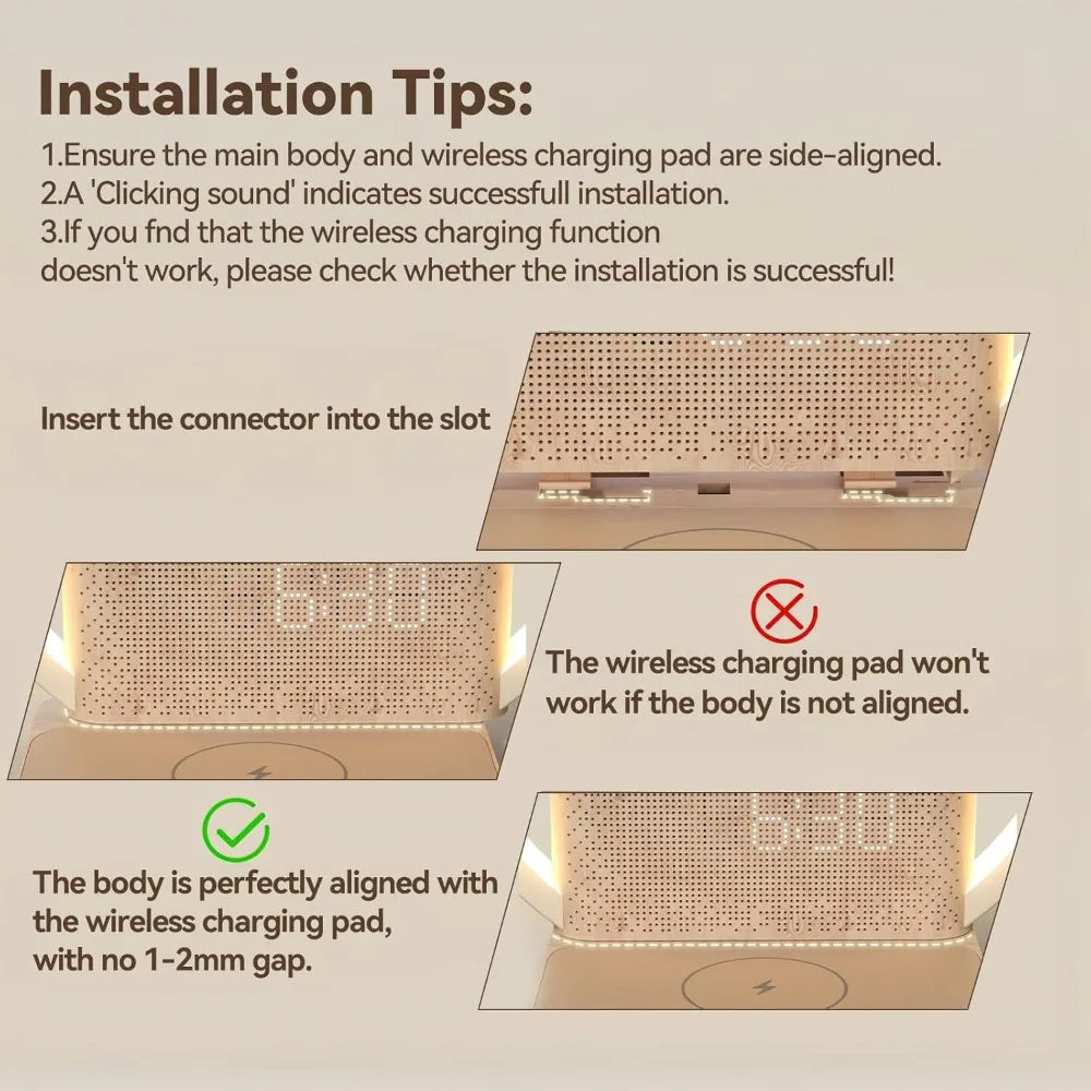 Sunrise Alarm Clock with Wireless Charger, White Noise Sound Machine, Timer & Night Light for Heavy Sleepers