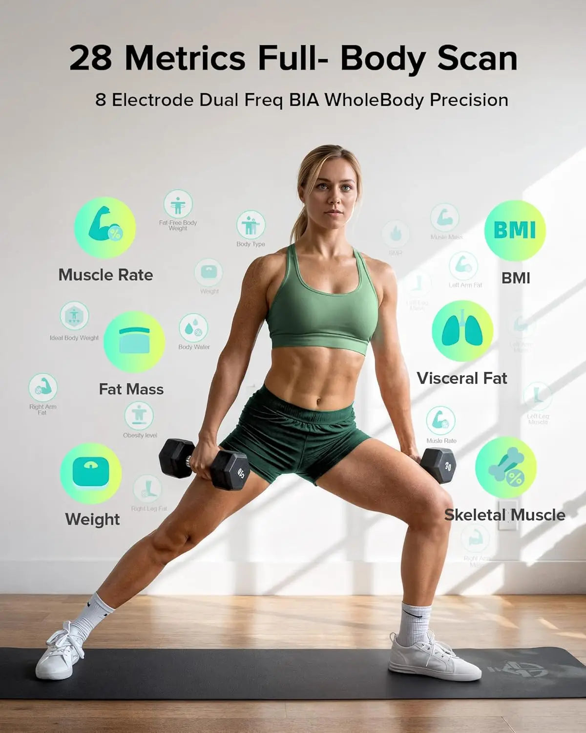 Smart Body Scale With 8 Electrodes For BMI And Muscle