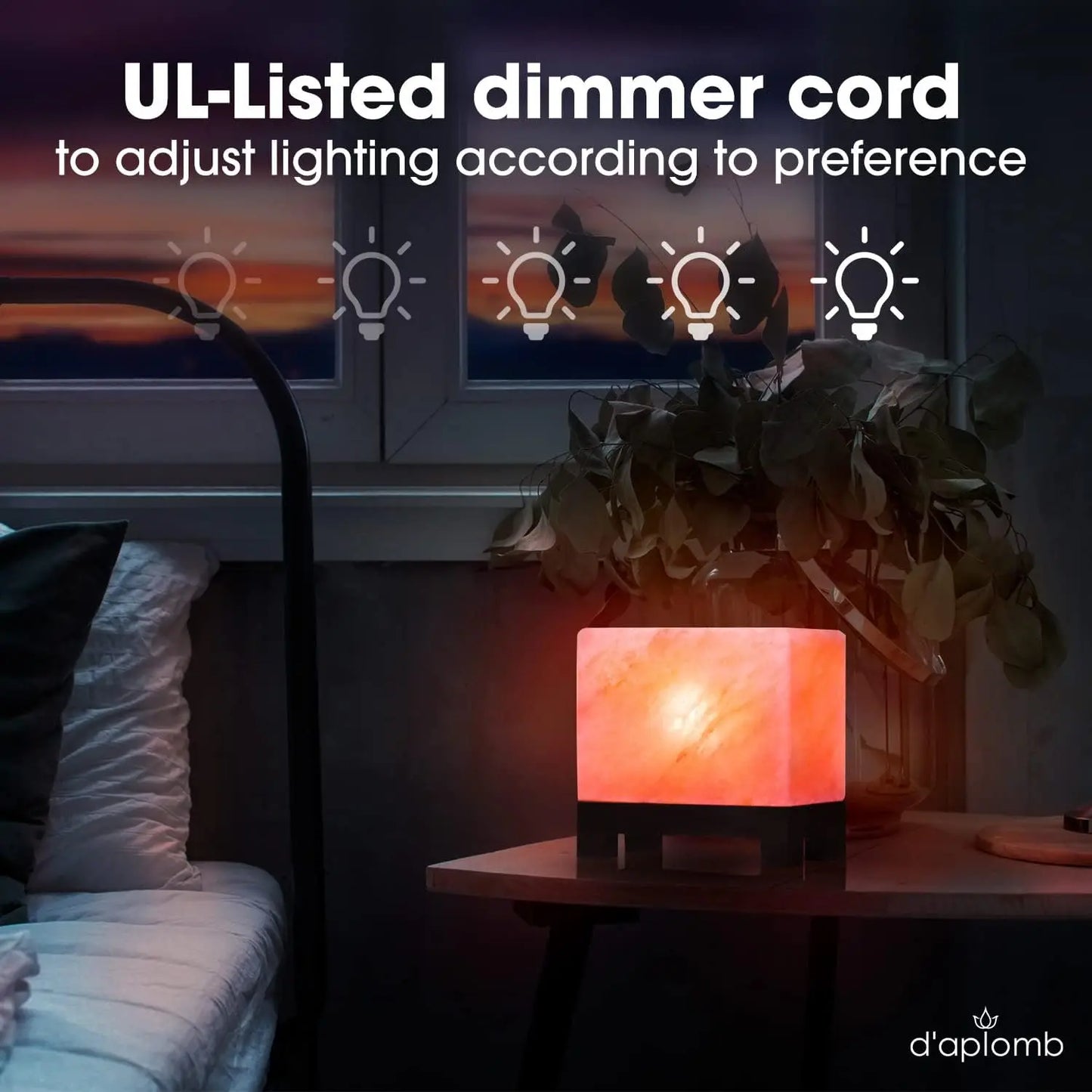 Authentic Himalayan Salt Lamp With Wood Base Dimmer