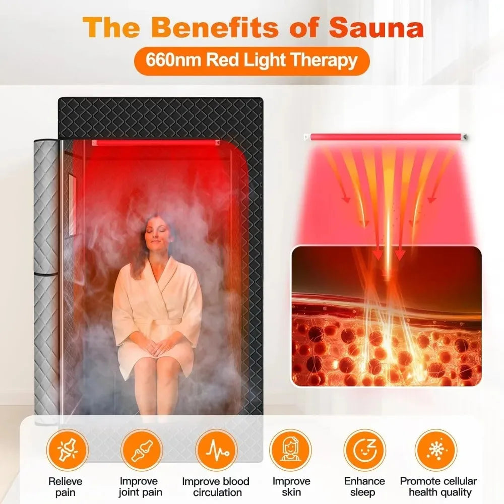 Portable Infrared Sauna Box With Red Light Therapy For Home