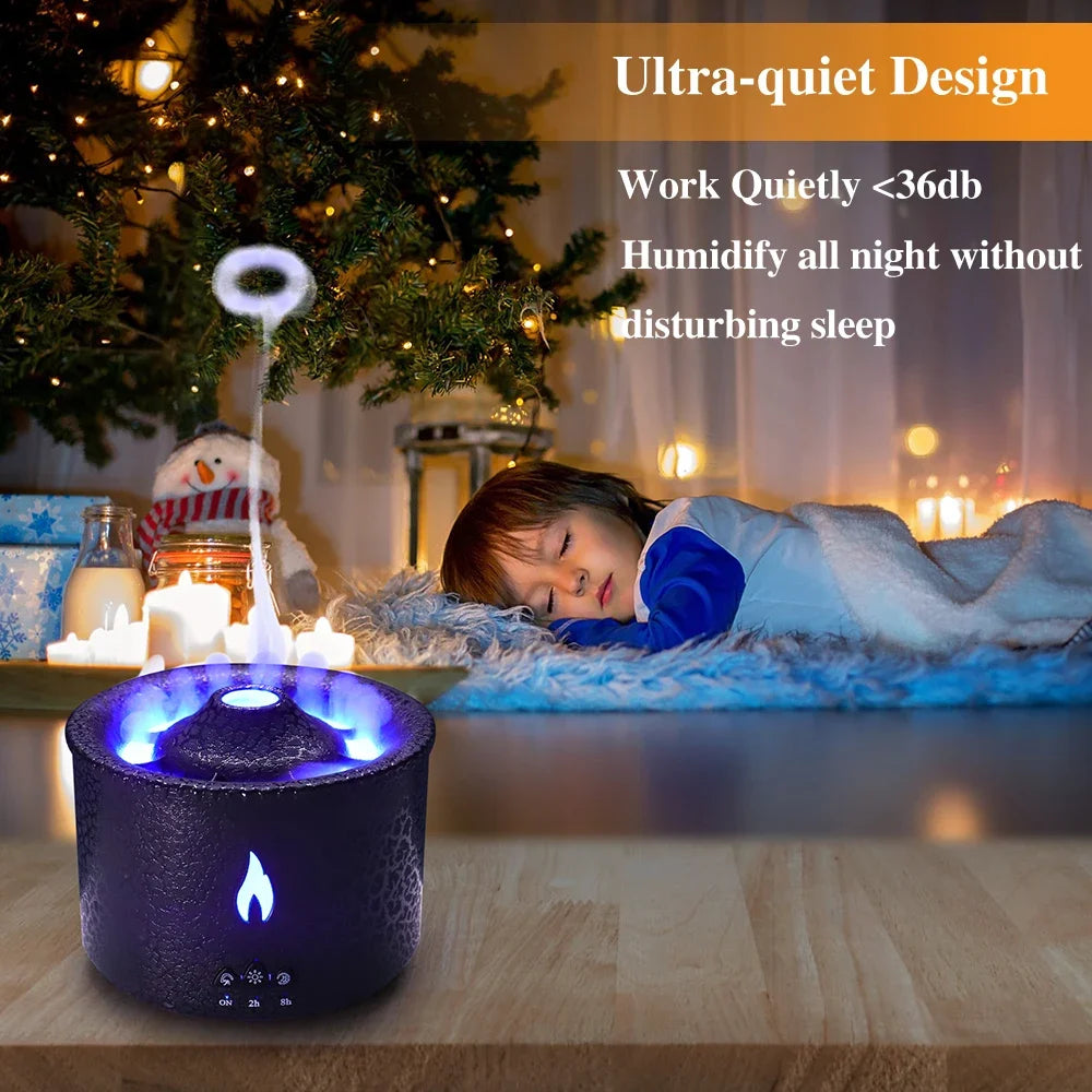 Isfriday Volcano Fire Flame Ultrasonic Humidifier Aroma Diffuser With Remote