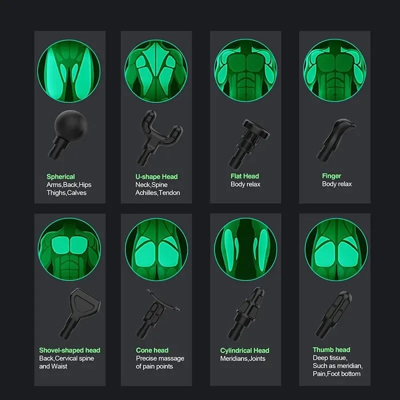 Electric Massage Gun Deep Tissue Therapy 8 Heads For Body