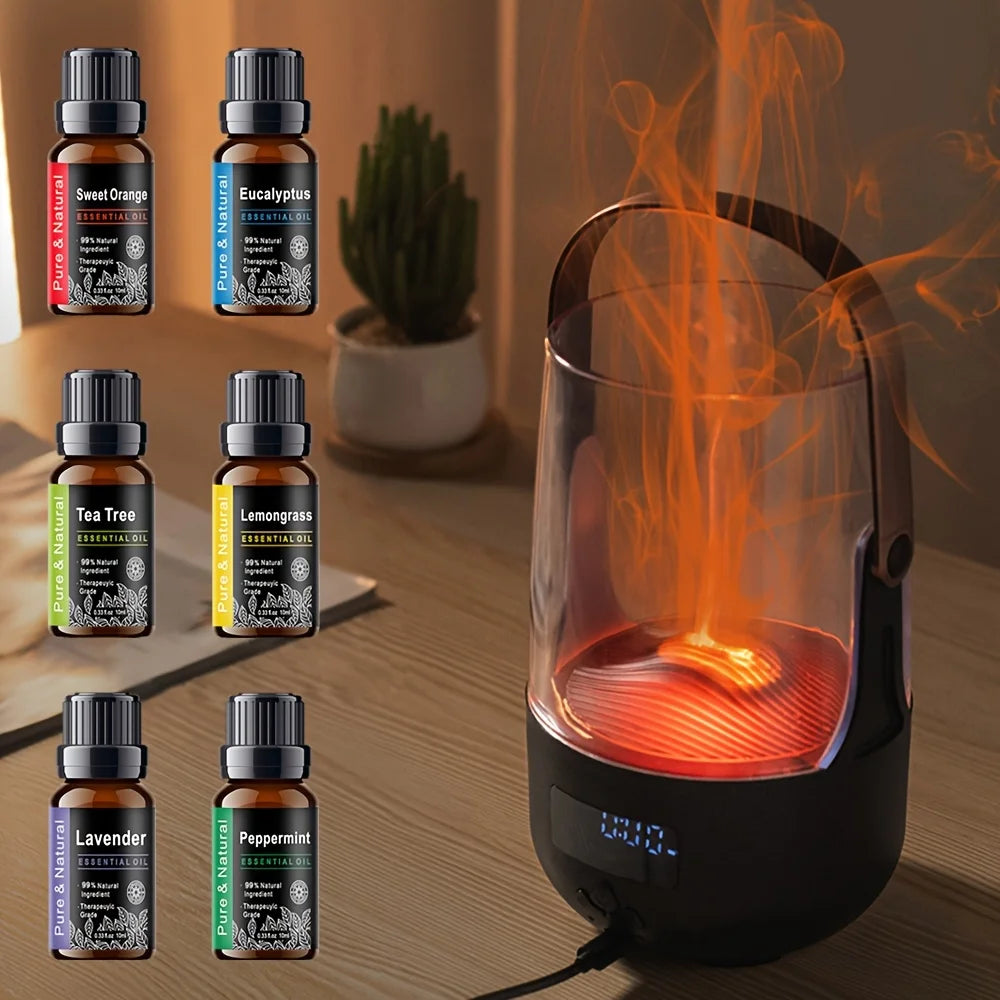 Essential Oil Diffuser With Flame Effect Humidifier And Oil Set