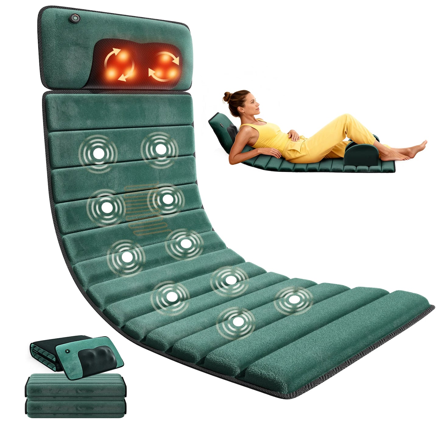 HIMOUTA Full Body Massage Mat With Heat And 10 Vibrating Motors