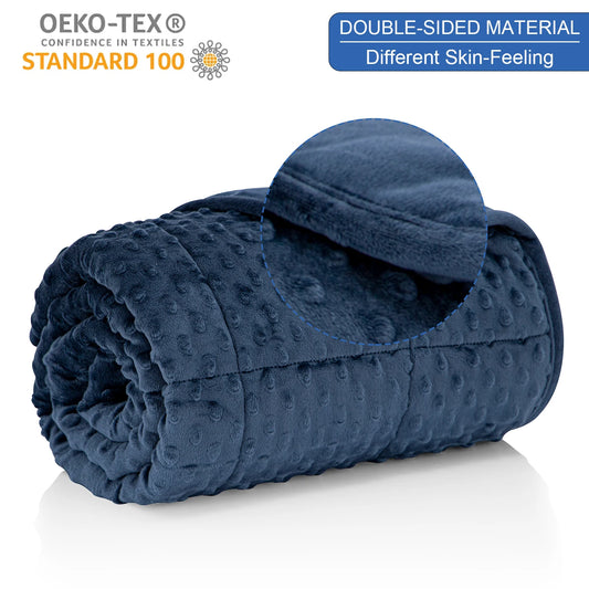 Navy Blue Thick All Season Bed Blankets for Sofa Single Double Couple Soft Minky Weighted Throw Heavy Blanket with Premium Glass