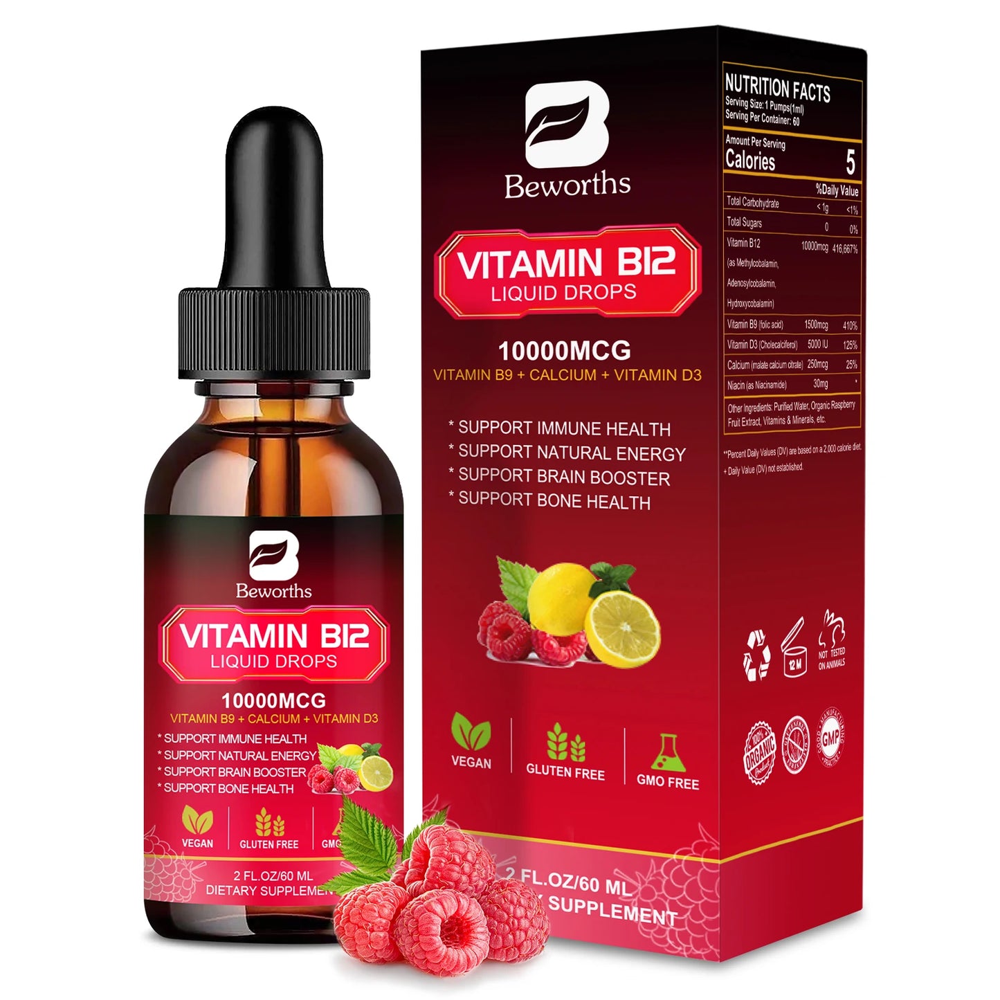 Beworths Vitamin B12 Drops for Energy Immune and Digestion