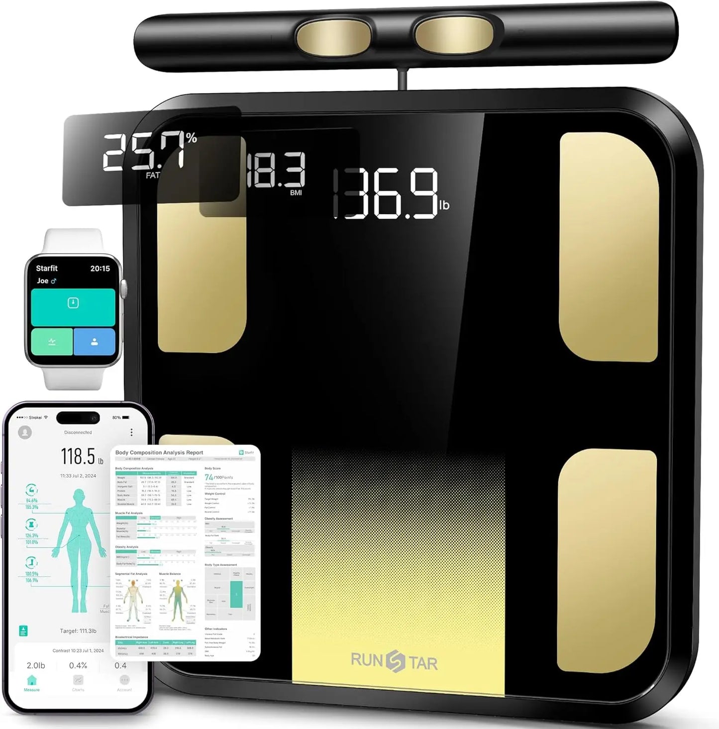 Smart Body Scale With 8 Electrodes For BMI And Muscle