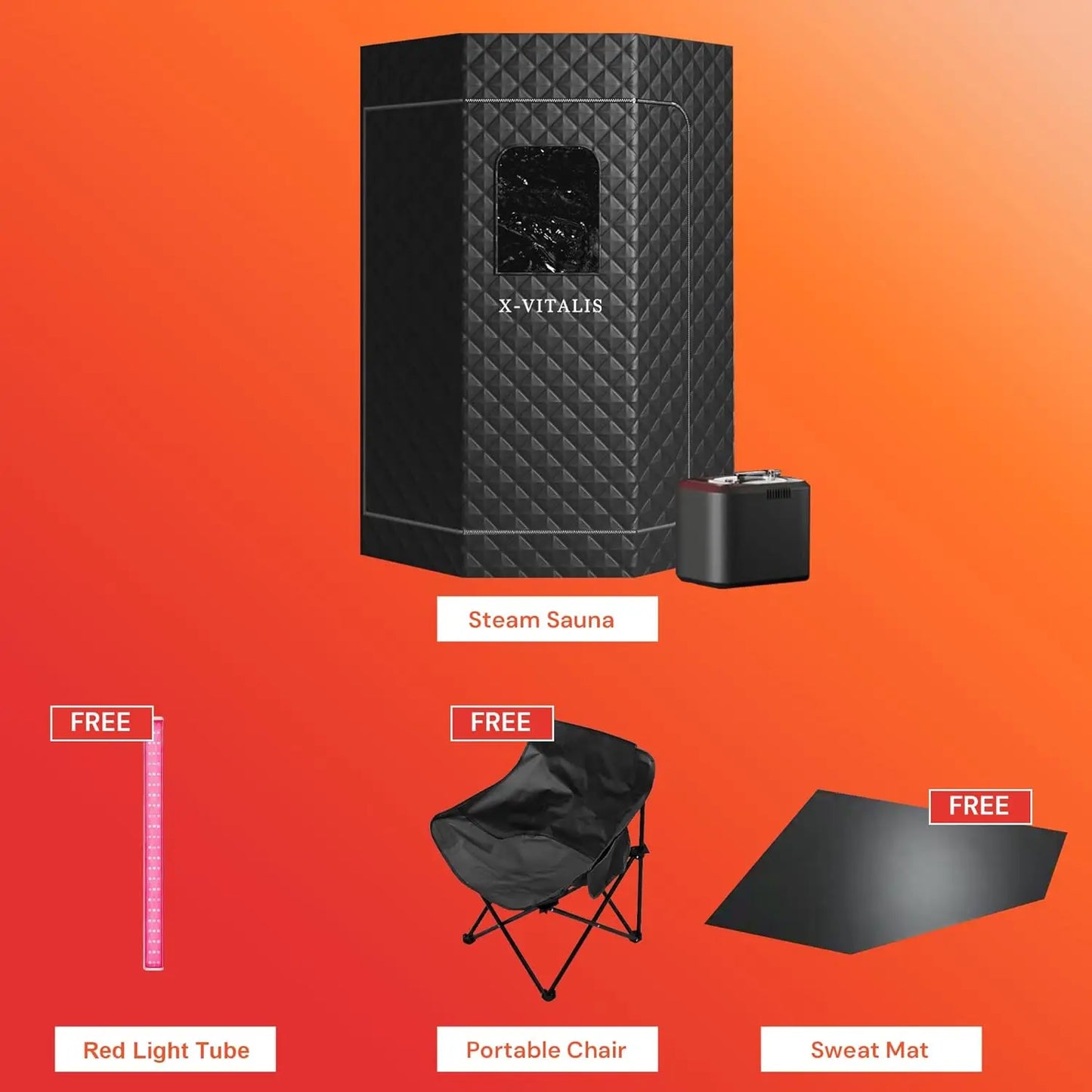 Portable Home Steam Sauna with Red Light Therapy for Relaxation and Wellness