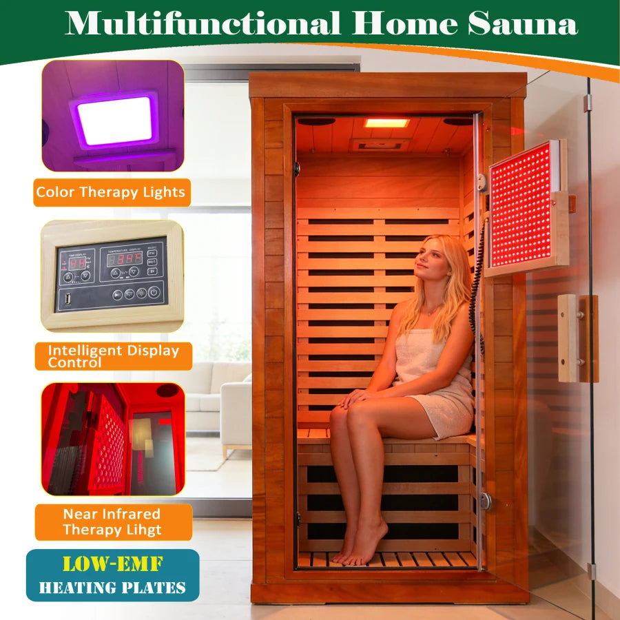 Far Infrared Sauna Front Door With Low EMF Light Therapy