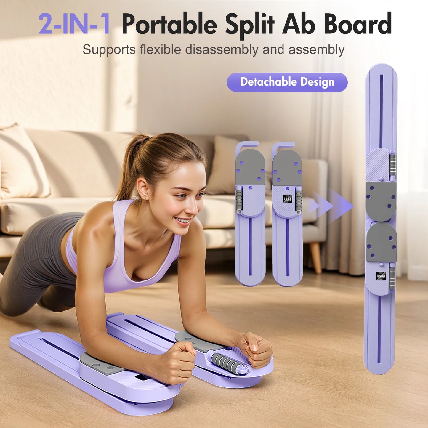 Pilates Reformer AB Board Portable Home Gym With Resistance Bands
