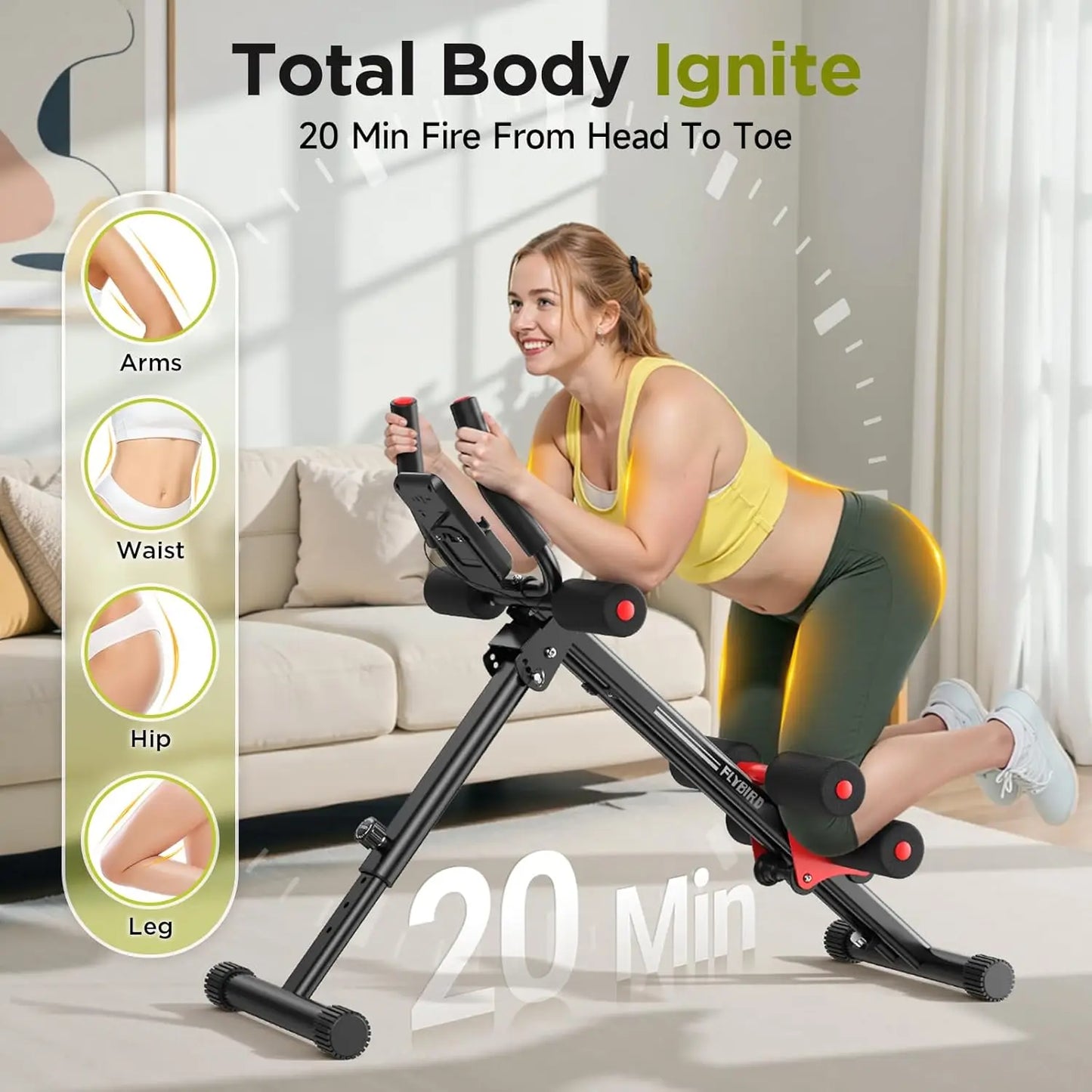 Adjustable Ab Machine For Full Body Workout At Home Foldable Waist Trainer