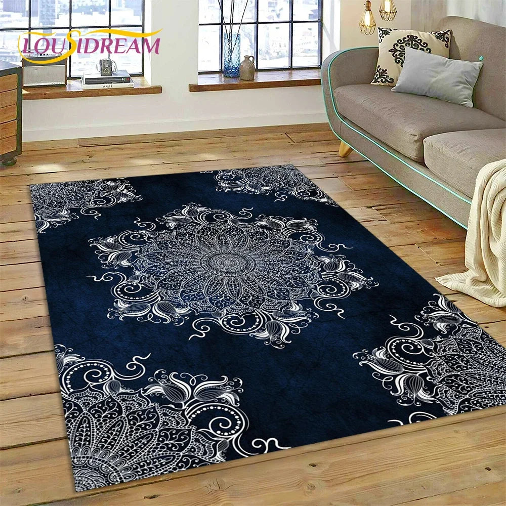 Meditation Mandala Bohemia Nature Spirit Yoga Carpet Rug for Home Living Room Bedroom Sofa Doormat Decor,Area Rug Non-slip Mat