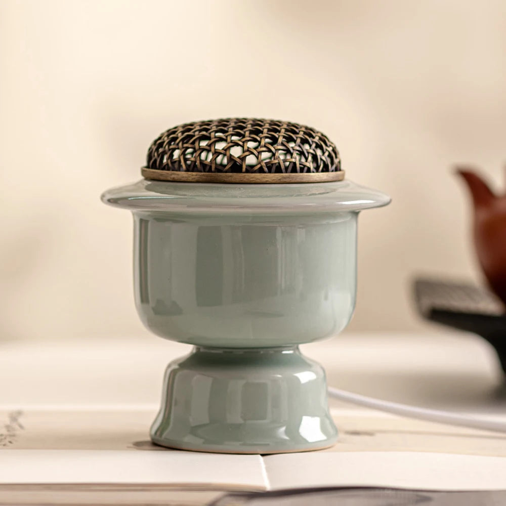 Electric Aroma Burner Zen Ceramic Incense Censer Six Speed