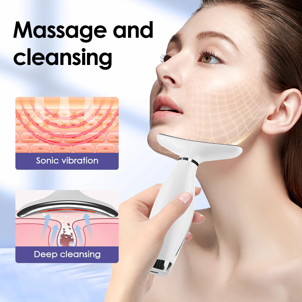 LED Photon Therapy Neck And Face Lifting Massager Device