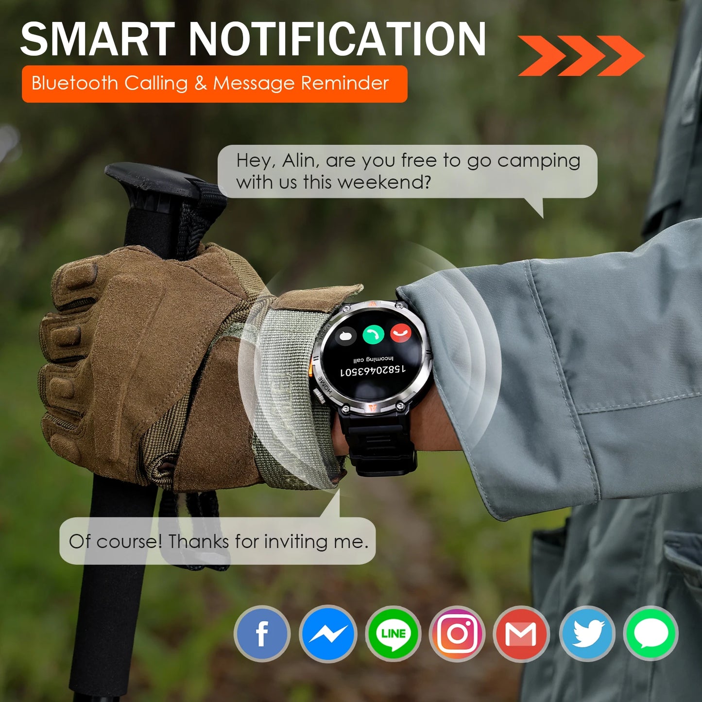 EIGIIS KE3 Bluetooth Calling Smartwatch For Men Heart Rate Monitor