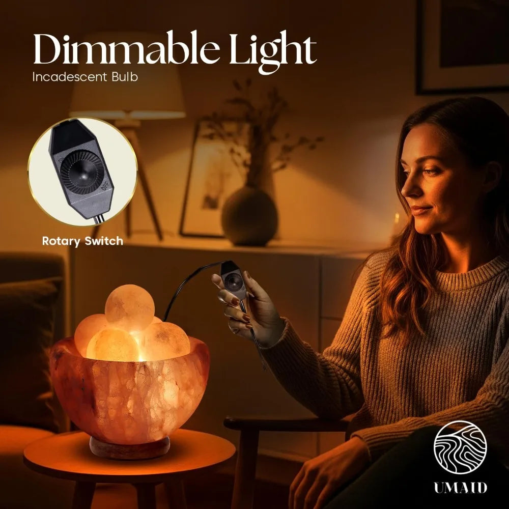 UMAID Himalayan Salt Lamp Bowl With 6 Massage Balls