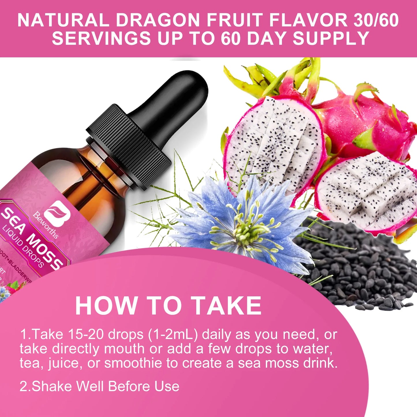 Beworths Seamoss Liquid Drops Black Seed Oil Burdock Root