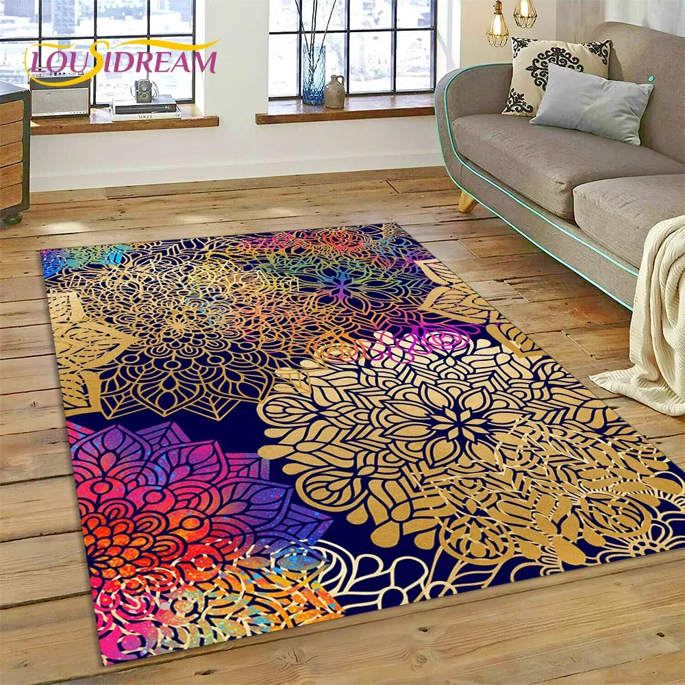 Meditation Mandala Bohemia Nature Spirit Yoga Carpet Rug for Home Living Room Bedroom Sofa Doormat Decor,Area Rug Non-slip Mat
