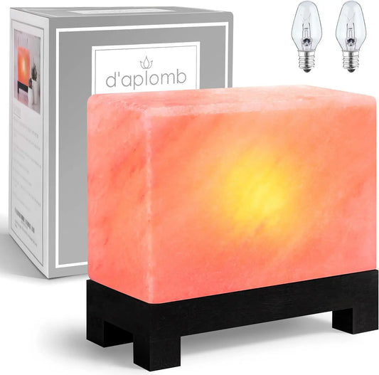 Authentic Himalayan Salt Lamp With Wood Base Dimmer