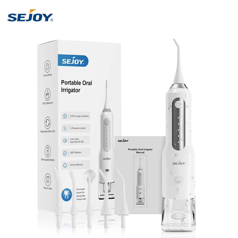 Sejoy Water Flosser 5-Mode Portable Oral Irrigator With Jet Tips