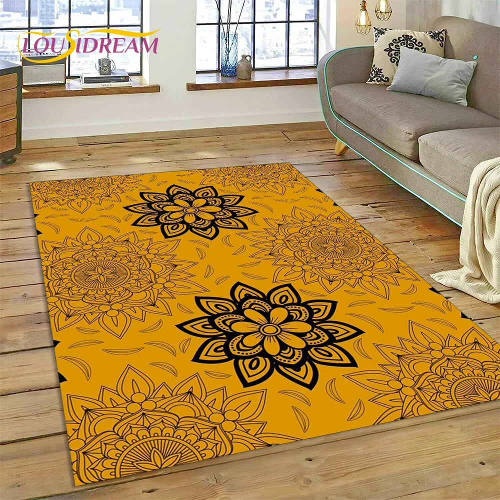 Meditation Mandala Bohemia Nature Spirit Yoga Carpet Rug for Home Living Room Bedroom Sofa Doormat Decor,Area Rug Non-slip Mat