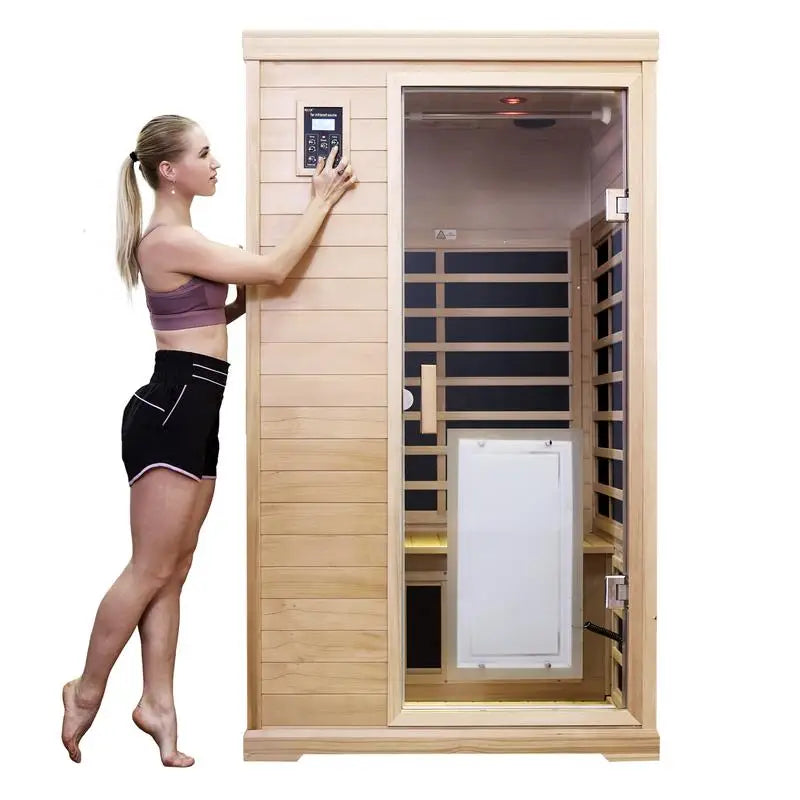 Two-Person Far-Infrared Hemlock Indoor Sauna Room for Relaxation and Health Benefits
