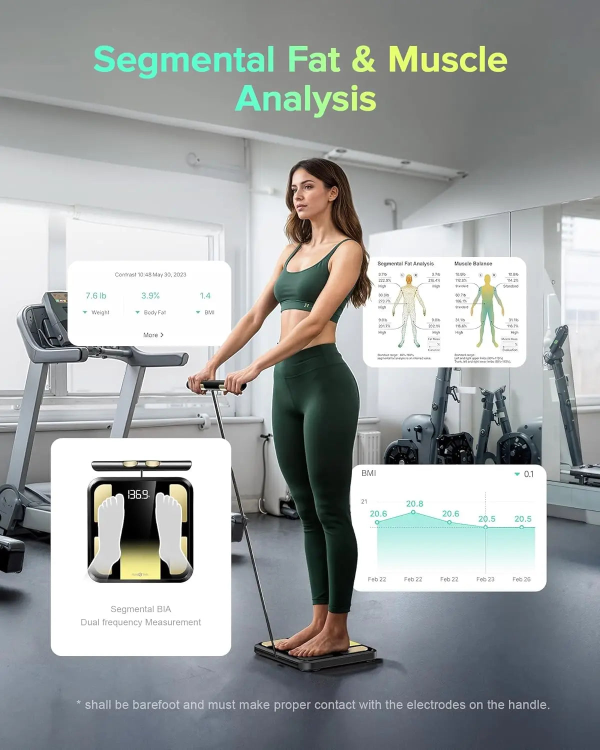Smart Body Scale With 8 Electrodes For BMI And Muscle