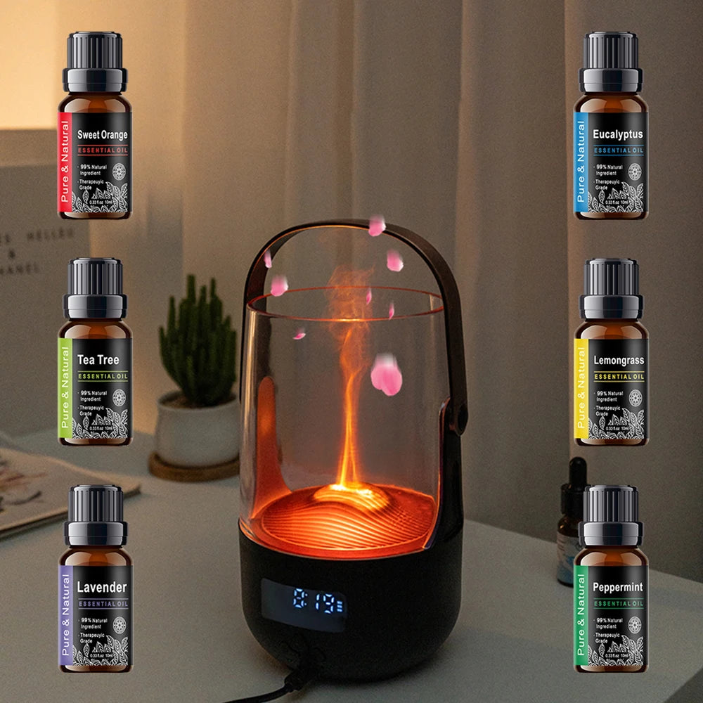 Essential Oil Diffuser With Flame Effect Humidifier And Oil Set