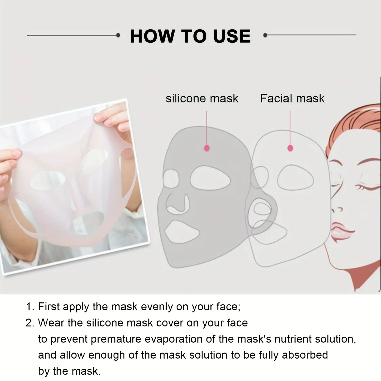 WRDEW 3D Silicone Facial Mask For Moisturizing Reusable Skin Care