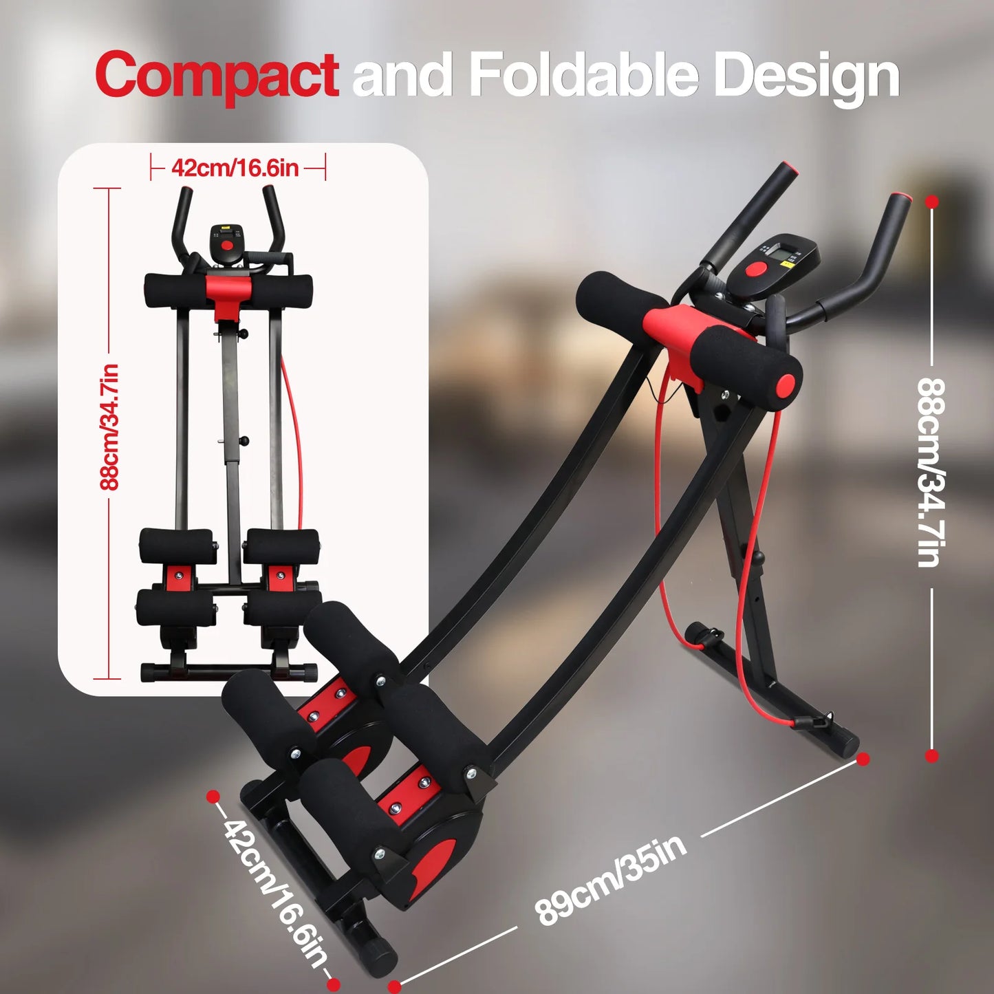 Foldable Abdominal Curling Exercise Machine With Dual Track Home Gym