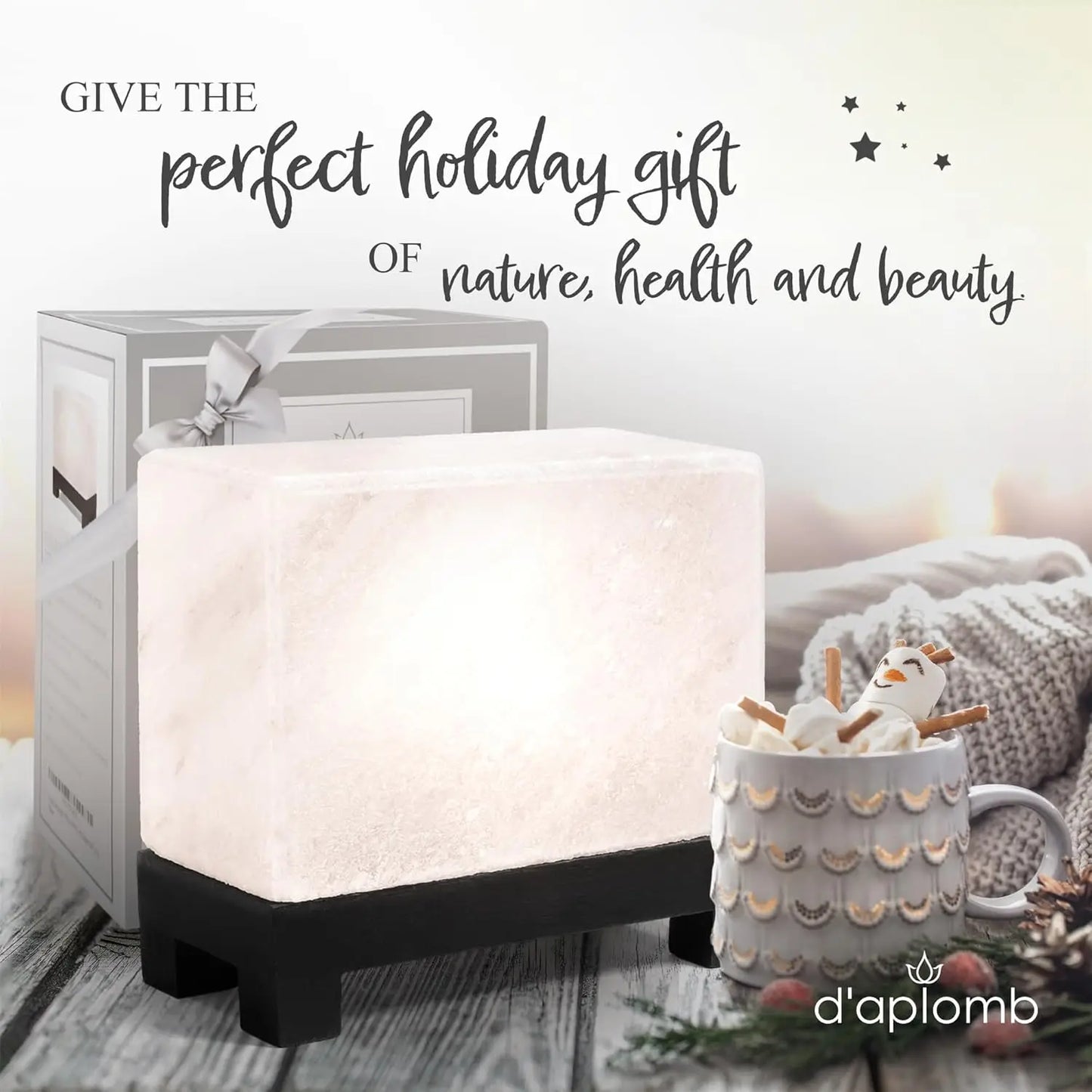 Authentic Himalayan Salt Lamp With Wood Base Dimmer