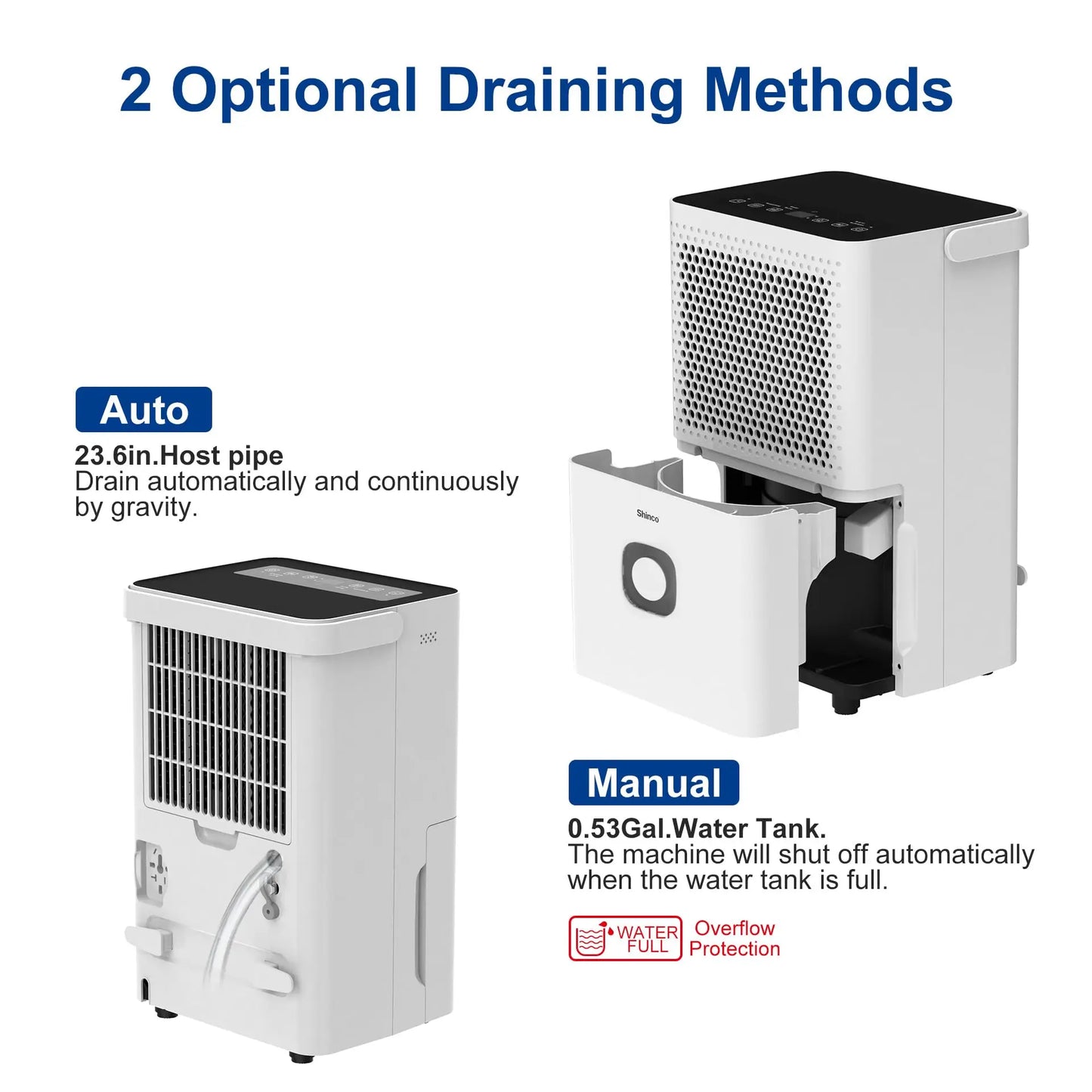 Shinco 30 Pint Basement Dehumidifier With Drain Hose