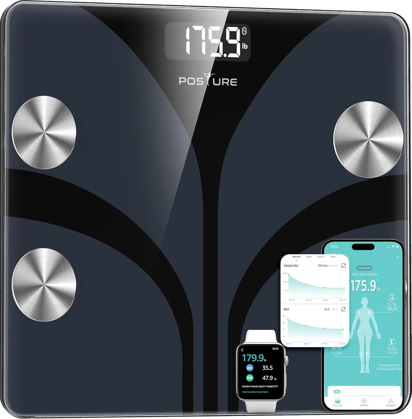 Digital Bathroom Smart Scale With Body Composition Analyzer And App Sync