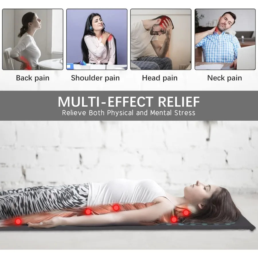 Extra Long Yoga Acupressure Mat Set for Back and Neck Pain Relief: Large Magnetic Acupressure Body Mat with Pillow Ideal for Me