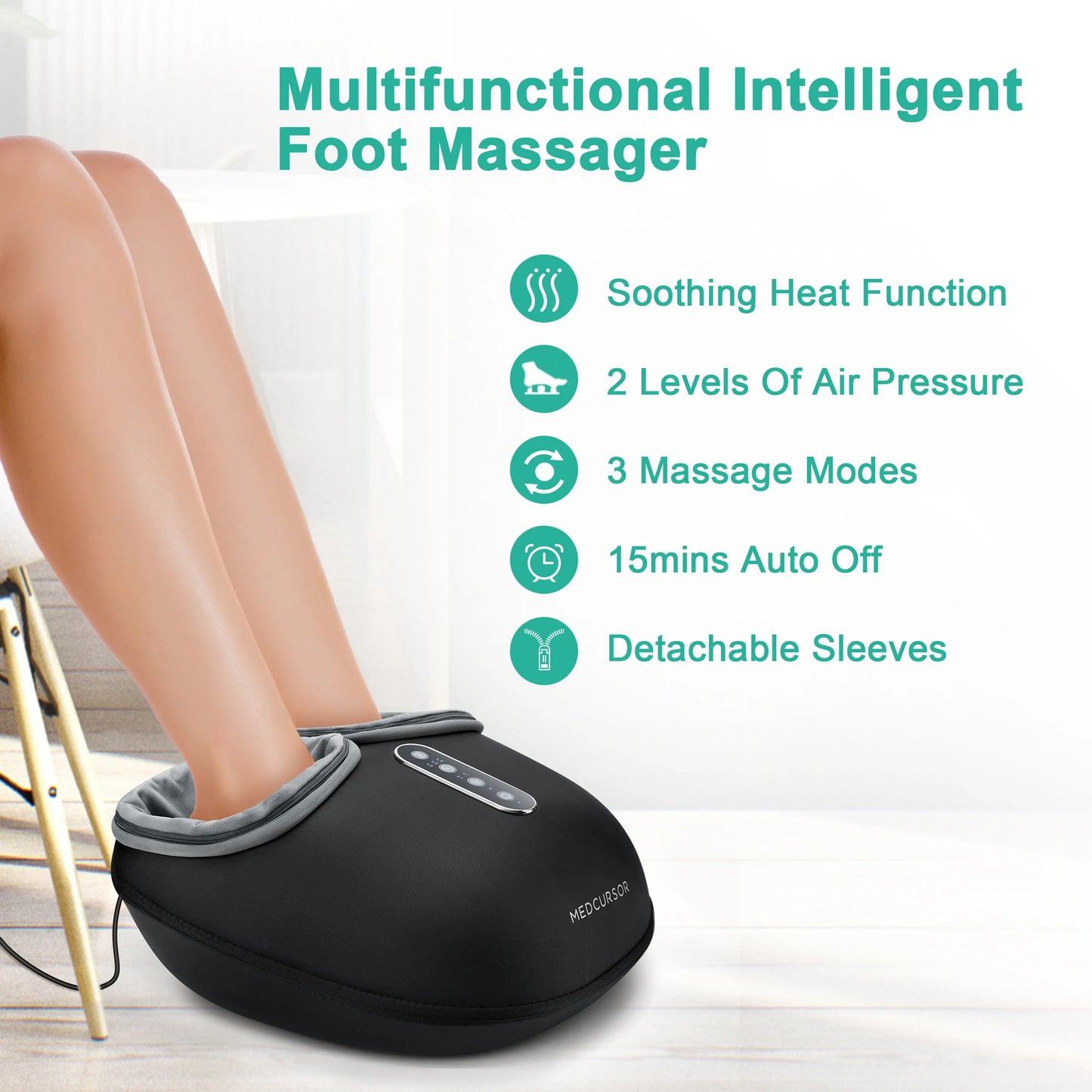 Medcursor Shiatsu Foot Massager With Heat Roller For Pain Relief