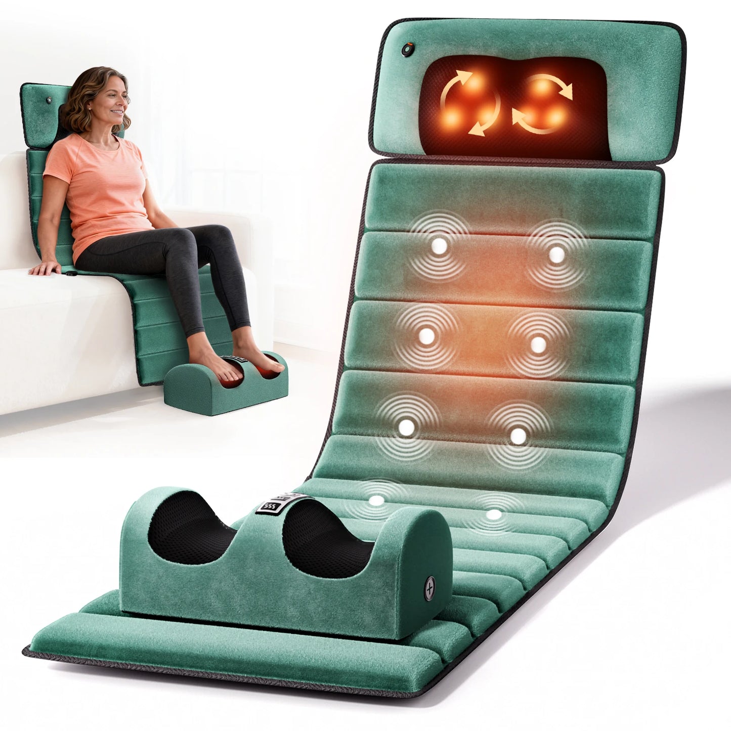 HIMOUTA Full Body Massage Mat With Heat And 10 Vibrating Motors