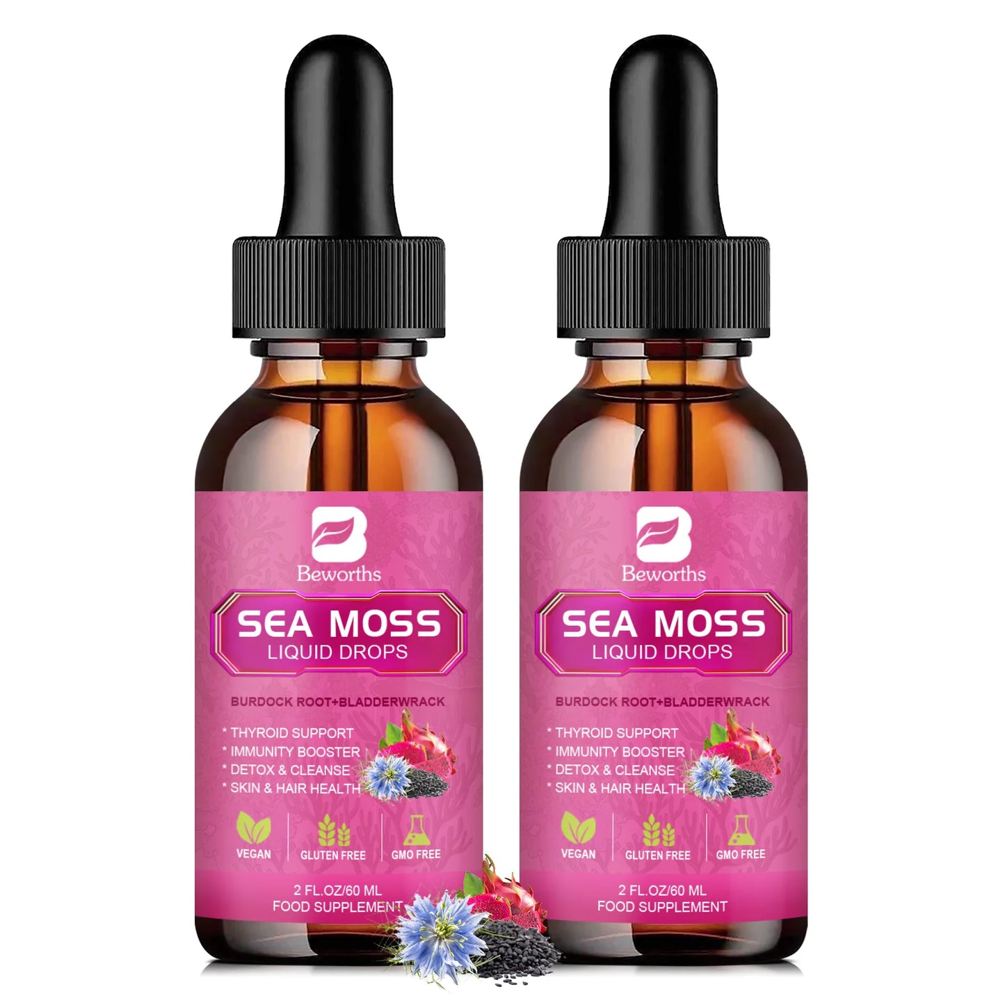 Beworths Seamoss Liquid Drops Black Seed Oil Burdock Root