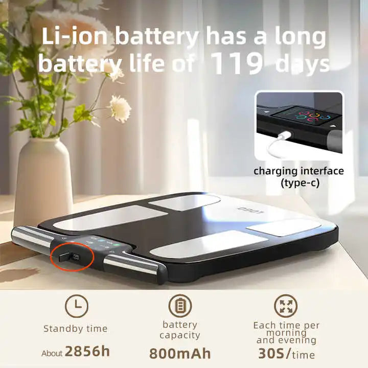 Smart Scale With 8 Electrode Body Composition BMI Fat Mass