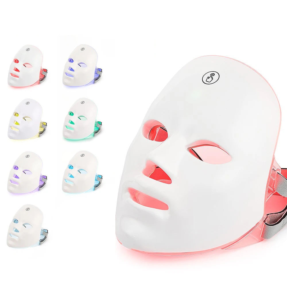 Foreverlily 7 Colors LED Facial Mask For Neck Tightening