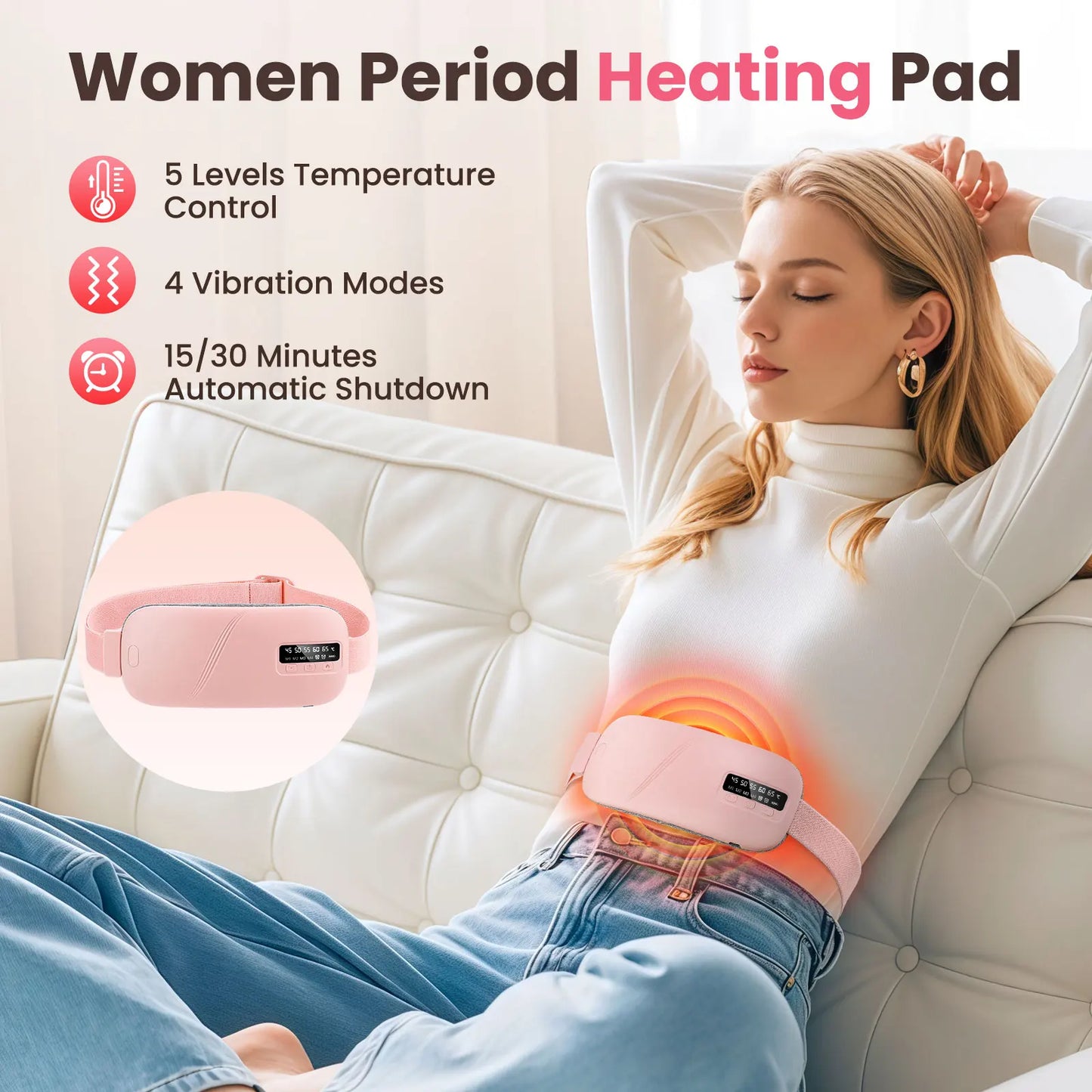 PASTSKY 5 Modes Electric Heating Vibration Waist Massage Belt