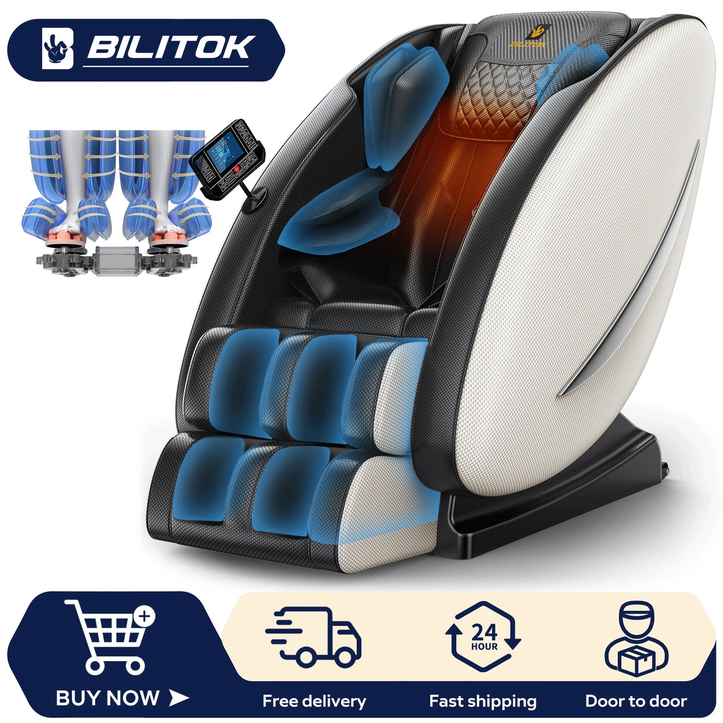 BILITOK Zero Gravity Massage Chair With Heating And Bluetooth Speaker