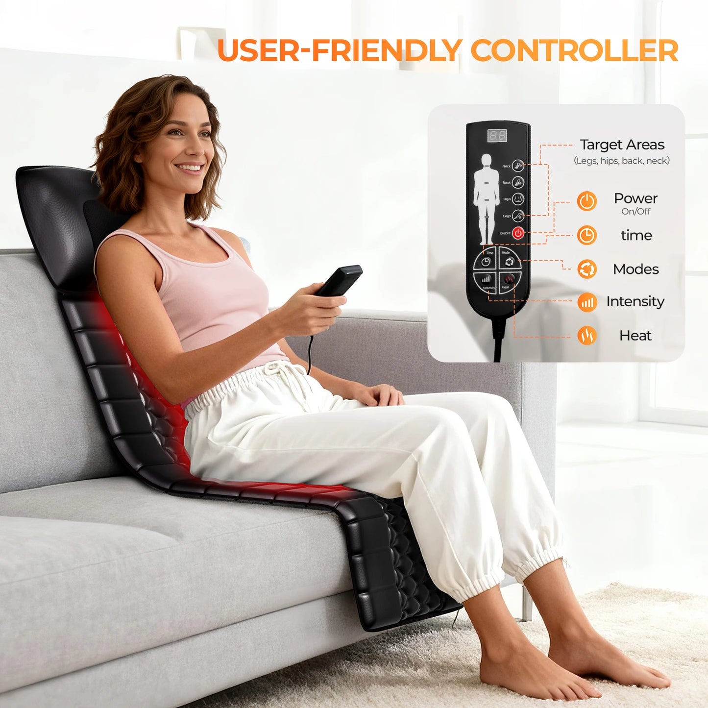 HIMOUTA Shiatsu Full Body Massage Mat With Detachable Massager Pad