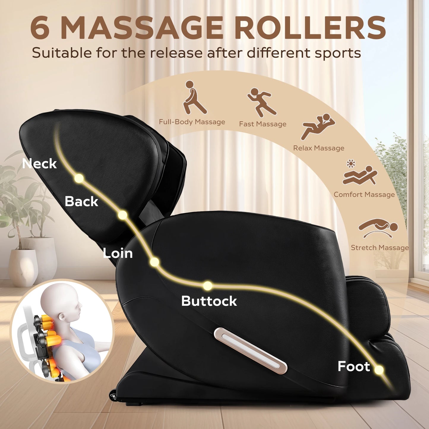 BILITOK Zero Gravity Massage Chair With Heating And Bluetooth Speaker