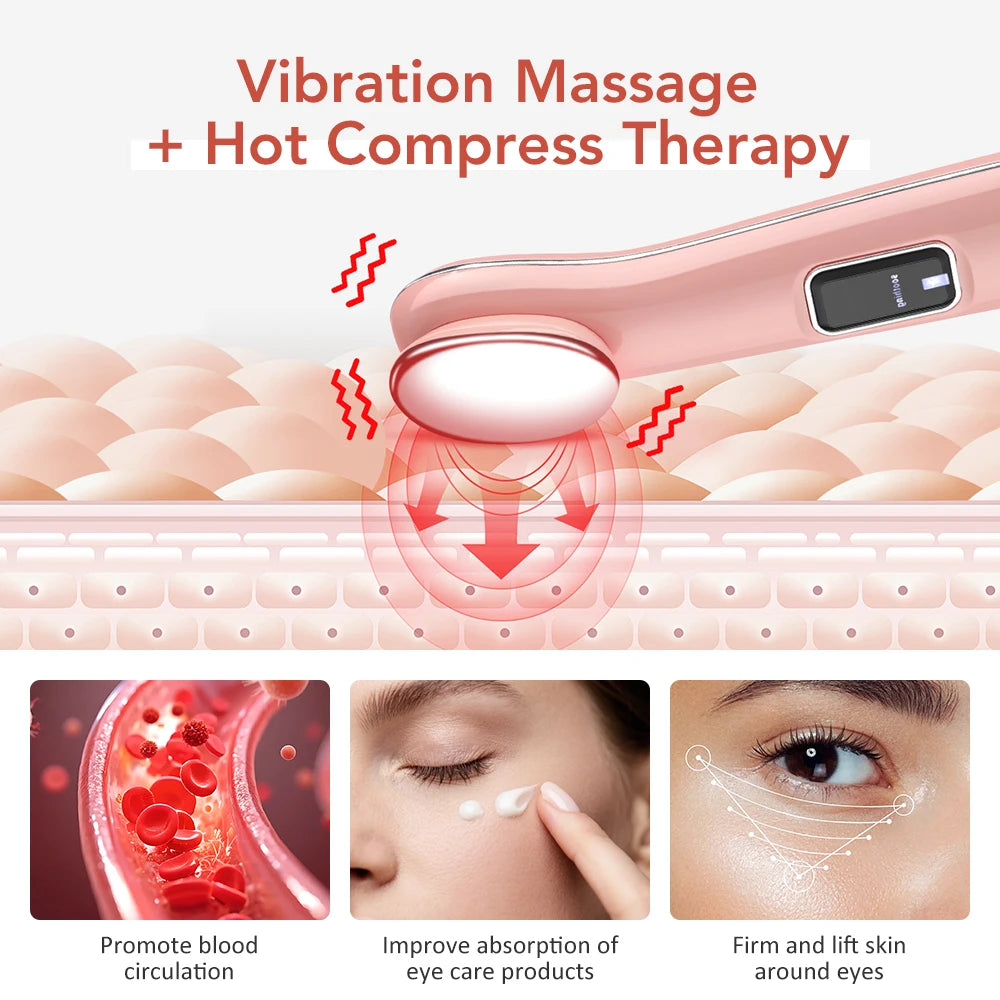 Portable Heating Eye Massage Wand Hot Compress Vibration Eye Massage Tool to Relieve Eye Fatigue Eye Lifting Eye Beauty Device
